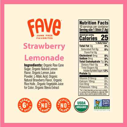 Organic Drink Mix - Strawberry Lemonade 16ct